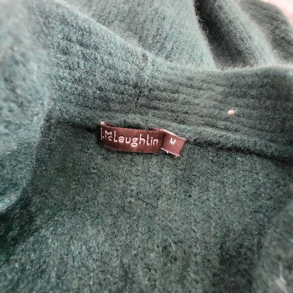J.McLaughlin Womens Green V-Neck Ribbed Cashmere Wool Blend Sweater Size Medium - Picture 3 of 8